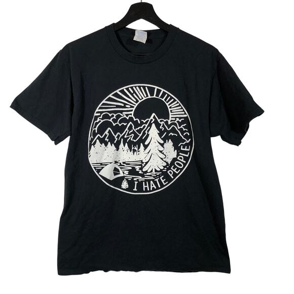 Other Other - I Hate People T-shirt Black Crewneck Camping Outdoors Humorous Medium Gorpcore